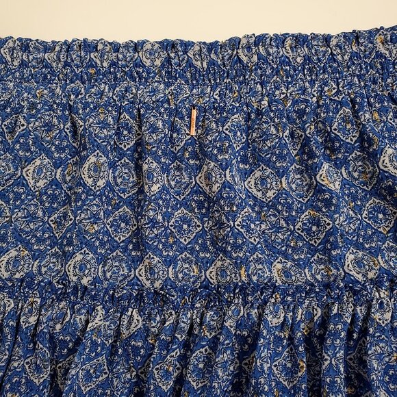 MISA Los Angeles Womens Marina Mini Skirt XL Blue Astra Ruffles Tiered Metallic - Picture 11 of 13